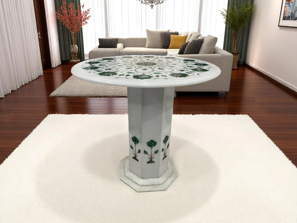 Elegant Marble Coffee Table Malachite Design, Ideal for Gifting